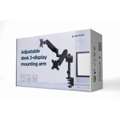 Gembird Support Écran Double, 17–32", Jusqu’à 9 kg Chacun, Rotation 360°, Inclinaison 35°, Pivot 90°, Compatible VESA, Gestion d