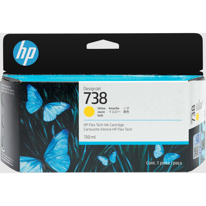 HP 738 130-ml Yellow DesignJet Ink Cartridge Cartouche d'encre 1 pièce(s) Original Rendement Standard Jaune