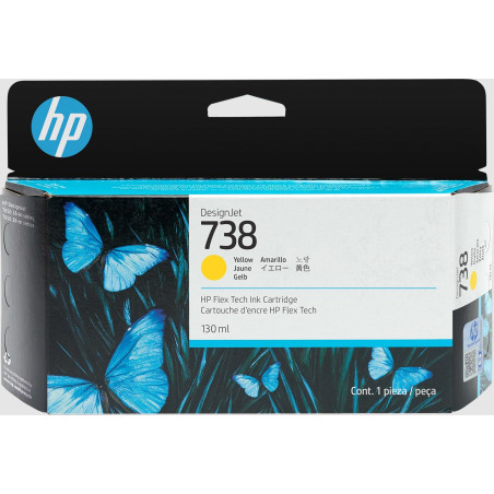 HP 738 130-ml Yellow DesignJet Ink Cartridge Cartouche d'encre 1 pièce(s) Original Rendement Standard Jaune