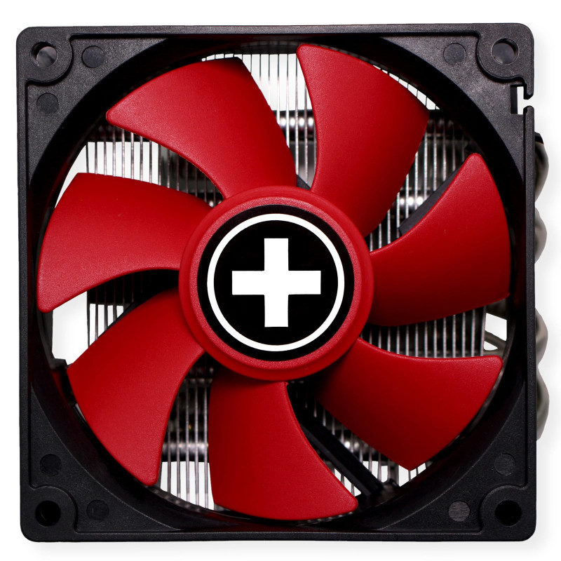 Xilence I404T Intel Ventilateur de processeur, Top Blow, 92mm PWM Ventilateur, 125W TDP, Rouge/Noir/Argent