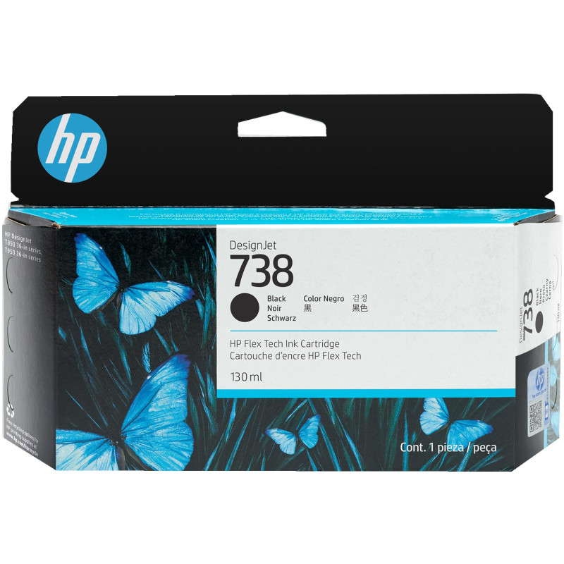 HP 738 130-ml Black DesignJet Ink Cartridge Cartouche d'encre 1 pièce(s) Original Rendement Standard Noir HP 738 130-ml Black DesignJet Ink Cartridge Cartouche d'encre 1 pièce(s) Original Rendement Standard Noir