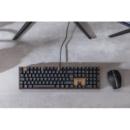 Cherry KC 200 MX, Clavier de Bureau mécanique avec Plaque en métal anodisé, Disposition française (AZERTY), Filaire, MX2A Brown 