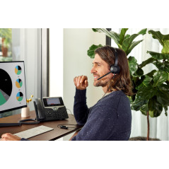 Cisco Casque d'écoute 322Q USB, Casque d'écoute Filaire Double, contrôleur Microsoft Teams avec USB-A, Finition Noir Carbone, Ga
