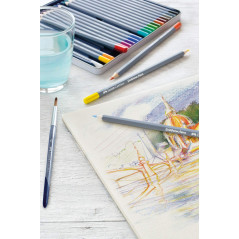 FABER-CASTELL 114616 - Crayons aquarellables Goldfaber Aqua, coffret d'atelier de 38 pièces avec accessoires, colorés