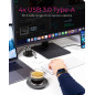 ICY BOX Hub USB de bureau (60 mm) à encastrer, 4 Ports USB 3.0, Passage de câble, Prise d'alimentation 5 V disponible, Noir, IB- ICY BOX Hub USB de bureau (60 mm) à encastrer, 4 Ports USB 3.0, Passage de câble, Prise d'alimentation 5 V disponible, Noir, IB-