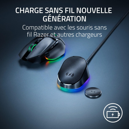 Razer Wireless Charging Puck - Module de Charge sans Fil pour Souris Compatible Compatible avec Basilisk V3 Pro, Cobra Pro et Na