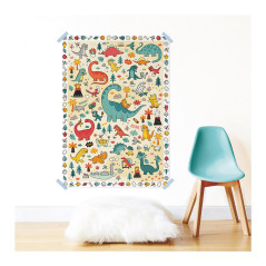 POPPIK 1841201 - Poster créatif Dinosaure avec Autocollants Amovibles - Kit d'autocollants pour Bricolage - pour Enfants à parti