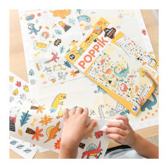 POPPIK 1841201 - Poster créatif Dinosaure avec Autocollants Amovibles - Kit d'autocollants pour Bricolage - pour Enfants à parti