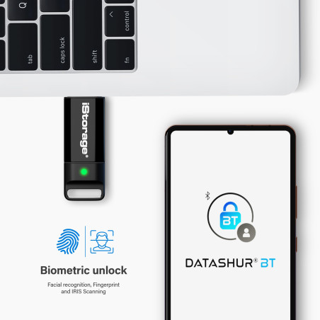 iStorage datAshur BT 32 Go - Clé USB sécurisée cryptée - Déverrouillage via smartphone via Bluetooth - Certifié FIPS 140-2 nivea