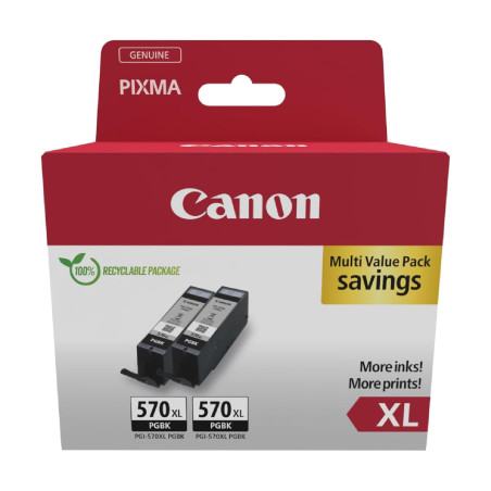 Canon PGI-570XL Lot de 2 Cartouches d'encre Authentiques à Haut rendement (Noir)