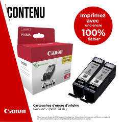 Canon PGI-570XL Lot de 2 Cartouches d'encre Authentiques à Haut rendement (Noir)