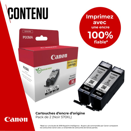 Canon PGI-570XL Lot de 2 Cartouches d'encre Authentiques à Haut rendement (Noir)