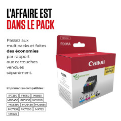 Canon CLI-551 C M Y BK Pack de 4 Cartouches (Noir Cyan Magenta Jaune) Certifié (Carton Recyclable 2024 Sécurisé)