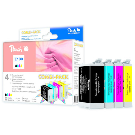 Peach 314791 Cartouche d'encre Noir, Bleu, Rose, Jaune
