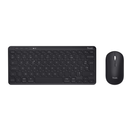 Trust Lyra Pack Clavier et Souris sans Fil Bluetooth, AZERTY Français, 84% Plastique Recyclé, Mini Clavier Rechargeable pour PC,