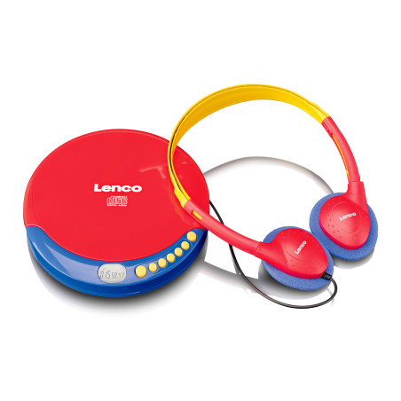 Lenco CD-021 Lecteur CD Portable pour Enfants - Discman - Casque avec limitation du Volume - Lit Les CD-R/RW - Batterie intégrée