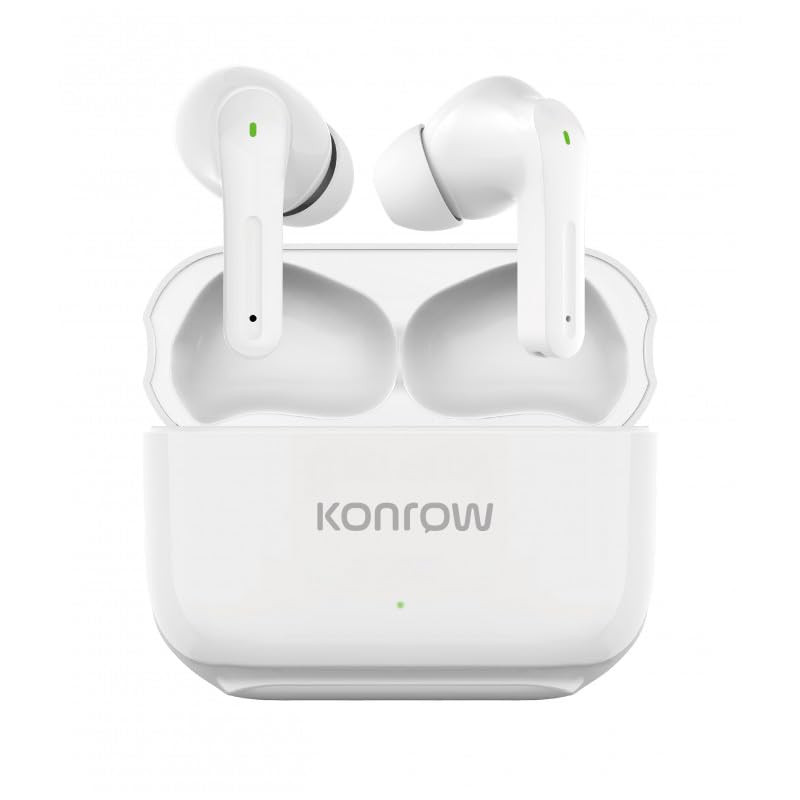 Konrow KTWSBT - Écouteurs Bluetooth (10m, Blanc, Version 5.2) - Emballage Original Konrow KTWSBT - Écouteurs Bluetooth (10m, Blanc, Version 5.2) - Emballage Original