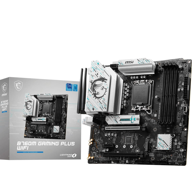 MSI B760M Gaming Plus WiFi Carte Mère, mATX - Compatible avec Les processeurs Intel de 14e, 13e et 12e Gén, LGA 1700 - DDR5 Memo MSI B760M Gaming Plus WiFi Carte Mère, mATX - Compatible avec Les processeurs Intel de 14e, 13e et 12e Gén, LGA 1700 - DDR5 Memo