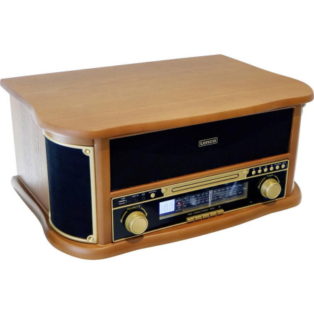 Lenco - TCD-2551 Tourne-Disque pour Vinyle - Platine Vinyle Bluetooth avec Haut-Parleur - Lecteur CD - Platine Cassette - 3 Vite