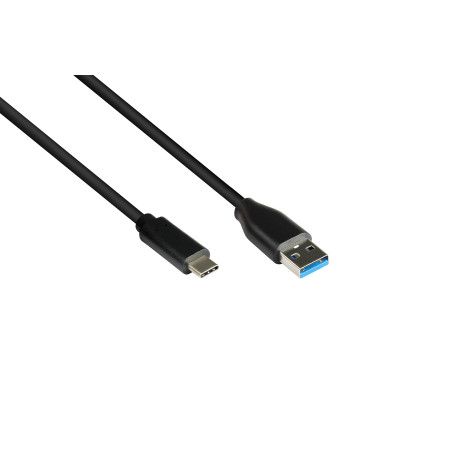 Good Connections Câble USB 3.2 Gen.2-10 Gbit/s / 3 A - Fiche A vers fiche USB-C™ - Cuivre de qualité supérieure - Noir - 1 m