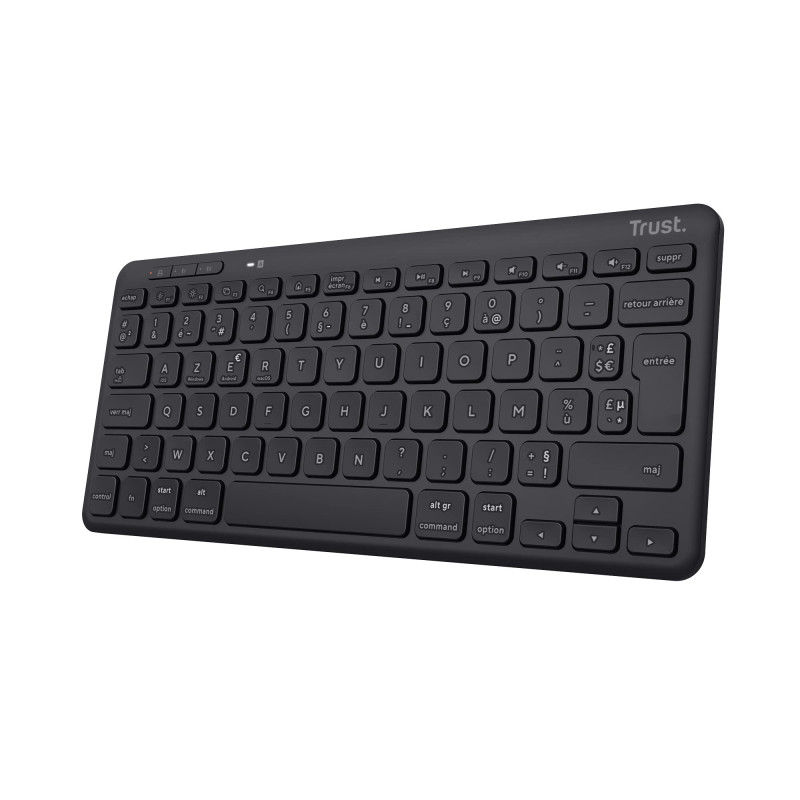 Trust Lyra Clavier sans Fil Bluetooth, AZERTY Français, 85% Plastique Recyclé, Mini Clavier Rechargeable Multi-appareils pour PC Trust Lyra Clavier sans Fil Bluetooth, AZERTY Français, 85% Plastique Recyclé, Mini Clavier Rechargeable Multi-appareils pour PC