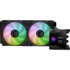 MSI MPG CORELIQUID D240 Watercooling CPU - Pompe avec ventilateur 60 mm, 2 x ventilateurs 120 mm ARGB, écran 2,4", tuyaux anti-É