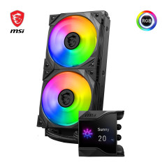MSI MPG CORELIQUID D240 Watercooling CPU - Pompe avec ventilateur 60 mm, 2 x ventilateurs 120 mm ARGB, écran 2,4", tuyaux anti-É