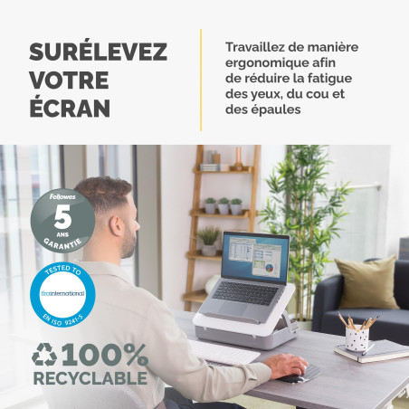 Fellowes Boîte de Rangement Ergonomique Breyta™ Design 2-en-1 avec 5 ajustements en Hauteur - Idéal pour Le Travail Hybride - 10