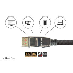 Série Python Premium. DisplayPort 1.4. 5 m Noir