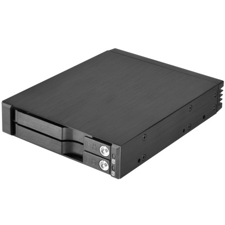 SilverStone SST-FS202B - Boîtier disque dur interne 3.5“ pour SAS/SATA HDD ou SSD 2x 2.5“, en aluminium, sans plateau, échangeab