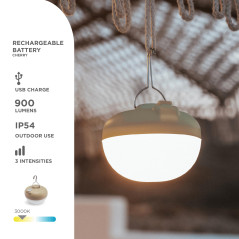 Newgarden - Lampe de camping et d'urgence LED Cherry. Lampe portable avec crochet et aimant, sans fil avec batterie rechargeable