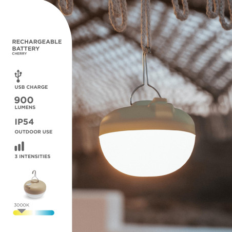 Newgarden - Lampe de camping et d'urgence LED Cherry. Lampe portable avec crochet et aimant, sans fil avec batterie rechargeable