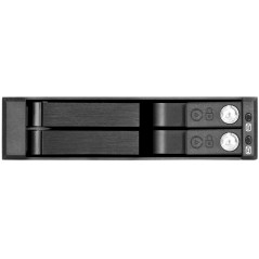 SilverStone SST-FS202B - Boîtier disque dur interne 3.5“ pour SAS/SATA HDD ou SSD 2x 2.5“, en aluminium, sans plateau, échangeab