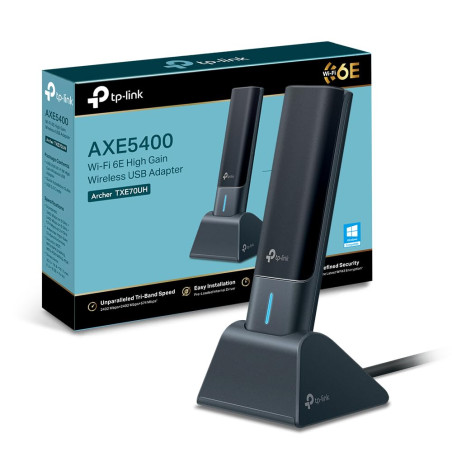 TP-Link Archer TXE70UH Clé USB Wi-FI 6E AXE5400 Tri-Bande, USB 3.0, Antennes Haut Gain, Ultra Faible Latence, WPA3, Compatible P