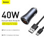 Baseus Car Charger Golden Contactor Pro with (USB/Type-C Cable 5A), 2