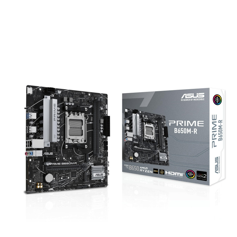 ASUS Prime B650M-R – Carte mère AMD Ryzen AM5 B650 Micro-ATX (DDR5, Support PCIe 4.0, Realtek 2.5Gb Ethernet, HDMI, SATA 6 GB/s, ASUS Prime B650M-R – Carte mère AMD Ryzen AM5 B650 Micro-ATX (DDR5, Support PCIe 4.0, Realtek 2.5Gb Ethernet, HDMI, SATA 6 GB/s,