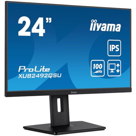 ECRAN IIYAMA XUB2492QSU 23,8 Prolite, IPS, 2560 x 1440 @100Hz, 0.5ms, 300cd, Haut-parleurs, HDMI/DP/USB-C/USB HUB (3x3.2), VESA,