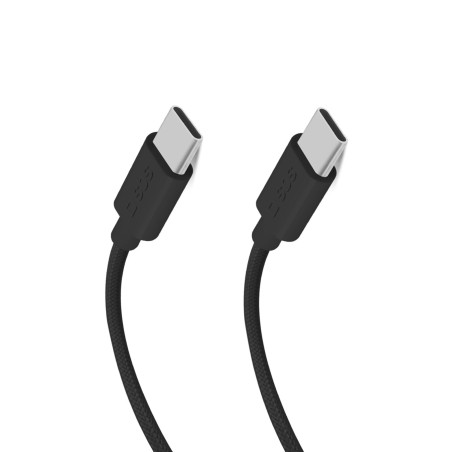 SBS Câble USB tressé USB C - USB C PD 60W 1m50, Noir