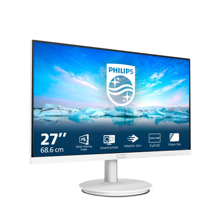 Philips 271V8AW - Moniteur Full HD 27 Pouces, Haut-Parleur intégré, sans Scintillement (1920x1080, 100 Hz, VGA, HDMI), Blanc
