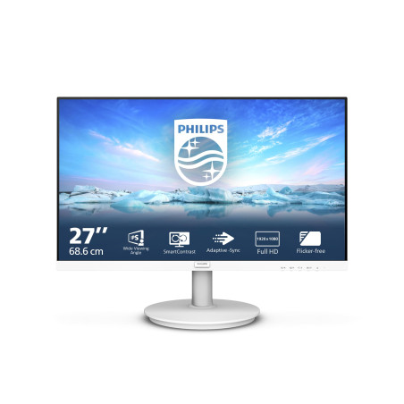 Philips 271V8AW - Moniteur Full HD 27 Pouces, Haut-Parleur intégré, sans Scintillement (1920x1080, 100 Hz, VGA, HDMI), Blanc