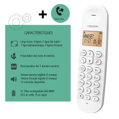 Logicom ILOA 150 Téléphone Fixe sans Fil sans Répondeur - Solo - Téléphones analogiques et dect - Blanc