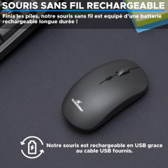 Bluestork - Souris sans Fil Rechargeable - Souris Bluetooth Ultra Fine - sans Fil Clic Silencieux Et Ambidextre, Connexion BT &