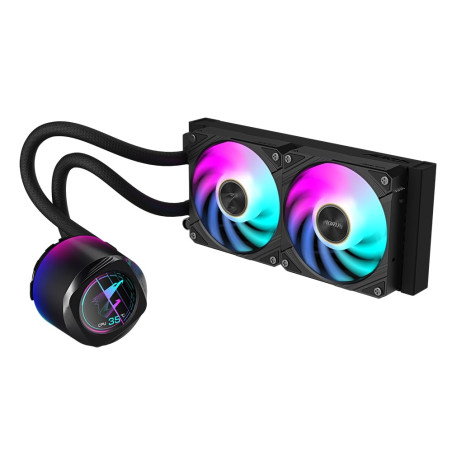 GIGABYTE AORUS WATERFORCE X II 240 Refroidisseur Liquide pour processeur AIO - 2X Ventilateurs ARGB de 120 mm, écran LCD en Coul