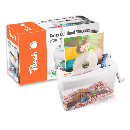 Peach Destructeur de documents et mini aspirateur de table PA105-1 feuille - 4 l - P-4 - CD et cartes de crédit - coupe croisée