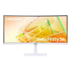 Samsung ECRAN 34' ViewFinity S65TC Blanc WQHD 3440x1440 21:9 VA Incurvé 1000R 5ms 100Hz 2xThunderbolt4 HDMI DP 3xUSB Pied Has LS