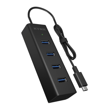 RaidSonic ICY Box Hub USB 3.0 à 4 Ports (4X USB-A 3.0), Connexion USB-C 3, câble intégré, boîtier en Aluminium, IB-HUB1409-C3