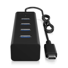 RaidSonic ICY Box Hub USB 3.0 à 4 Ports (4X USB-A 3.0), Connexion USB-C 3, câble intégré, boîtier en Aluminium, IB-HUB1409-C3