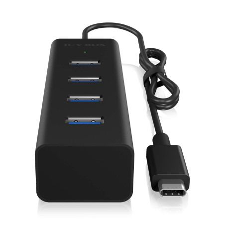RaidSonic ICY Box Hub USB 3.0 à 4 Ports (4X USB-A 3.0), Connexion USB-C 3, câble intégré, boîtier en Aluminium, IB-HUB1409-C3