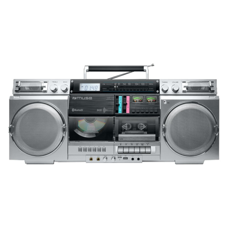 Muse M-380GBS Boombox Cassettes rétro avec Lecteur CD, AUX et Bluetooth, Compatible Smartphone, enregistreur Cassette, Design Vi Muse M-380GBS Boombox Cassettes rétro avec Lecteur CD, AUX et Bluetooth, Compatible Smartphone, enregistreur Cassette, Design Vi
