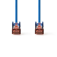 NEDIS Câble réseau catégorie 6 - Fiche RJ45 - Connecteur RJ45 - S/FTP - 10 m - Rond - LSZH - Bleu - Étiquette